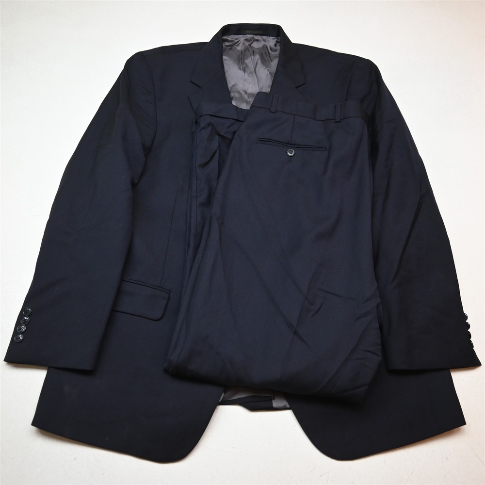 Kenneth Roberts 46R 40x32 Navy Blue 100% Wool Mens Jacket Pants Suit